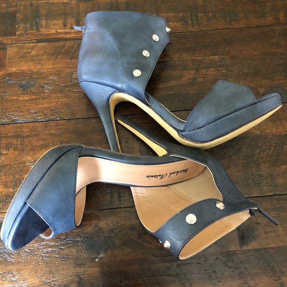 Michael Antonio Shoes - Michael Antonio Navy Blue Studded Platform Heels